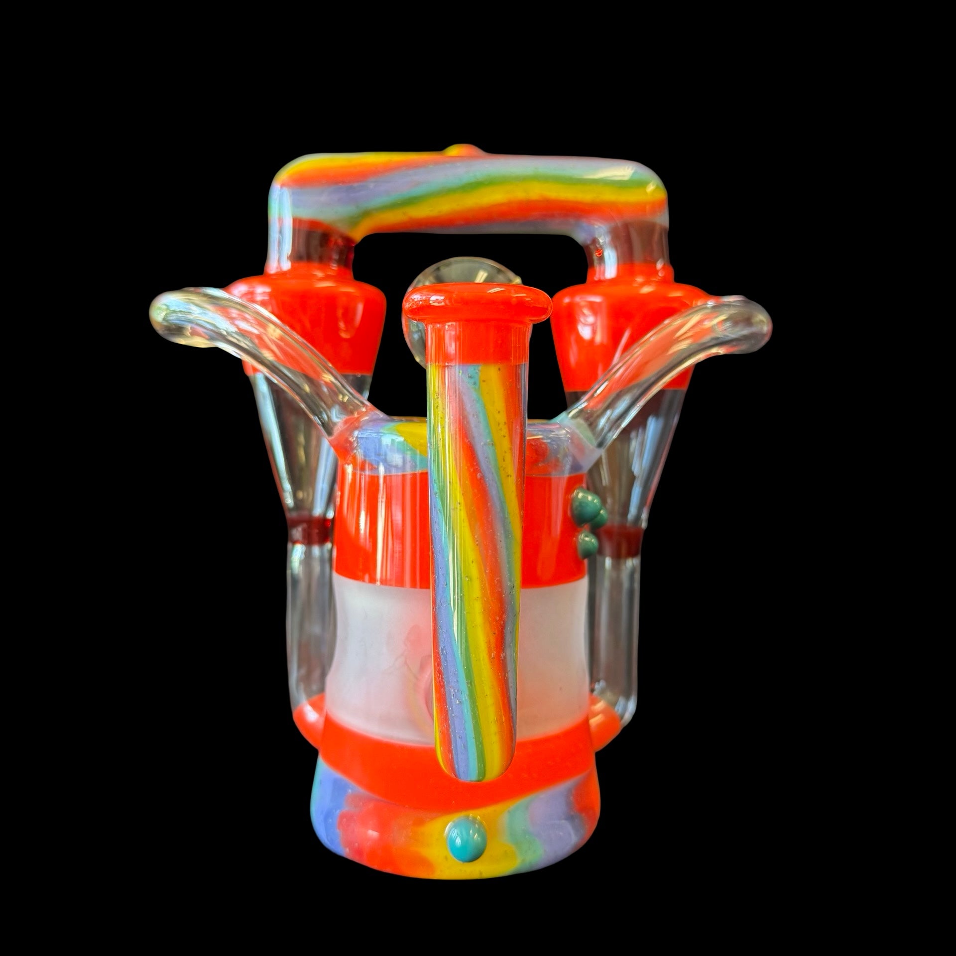 Flavourtown Glass- 14mm Dual Funnel Rainbow Recycler
