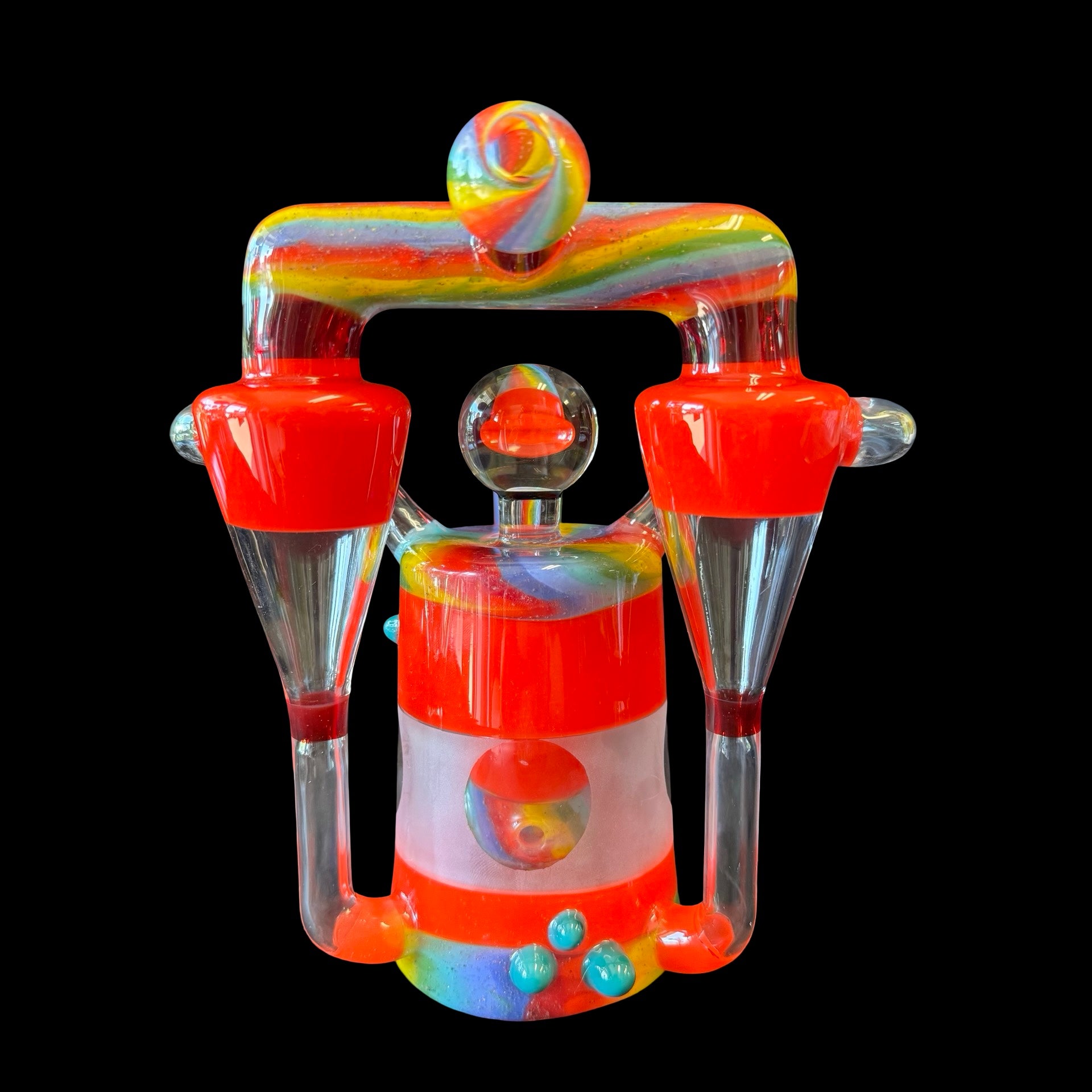 Flavourtown Glass- 14mm Dual Funnel Rainbow Recycler