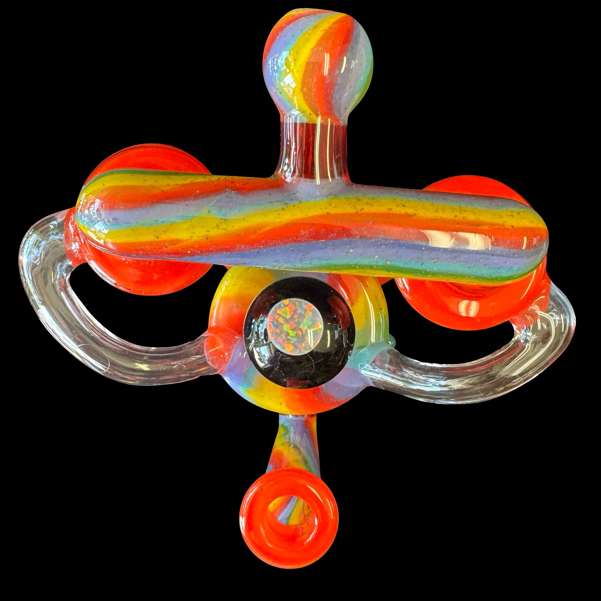 Flavourtown Glass- 14mm Dual Funnel Rainbow Recycler
