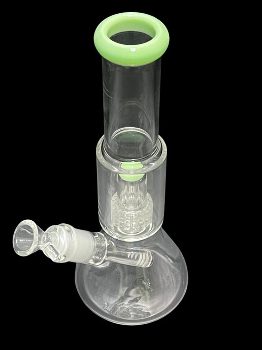 11" 14mm Beaker W/ Matrix Perc & Green Accents